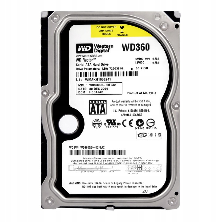 Merevlemez 3.5'' Western Digital RAPTOR 36.7GB 10000RPM 8MB SATA