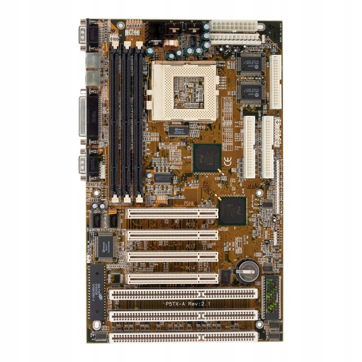 ECS P5TX-A alaplap Socket 7, 3 RAM foglalat, 4 PCI, 3 ISA, ATX