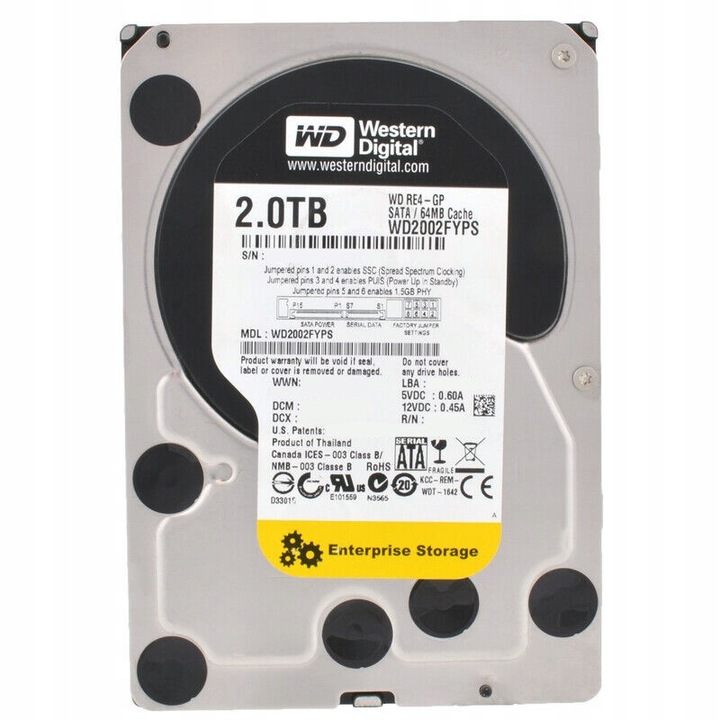 Hard disk intern Western Digital WD2002FYPS 2TB 64MB 7200rpm SATA II 3,5''