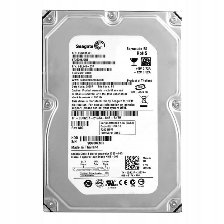 Hard Disk 500GB 7200RPM 16MB SATA II 3.5''