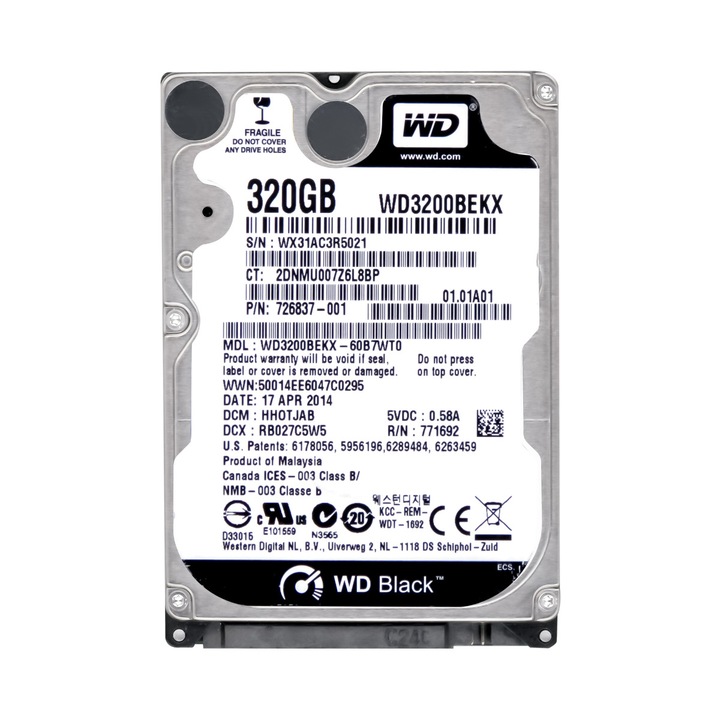 Hard Disk 320GB Western Digital Black 7200RPM SATA III 2.5"