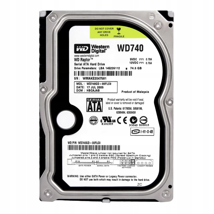 Hard Disk 74GB Western Digital WD740GD 10k 8MB SATA 3,5''