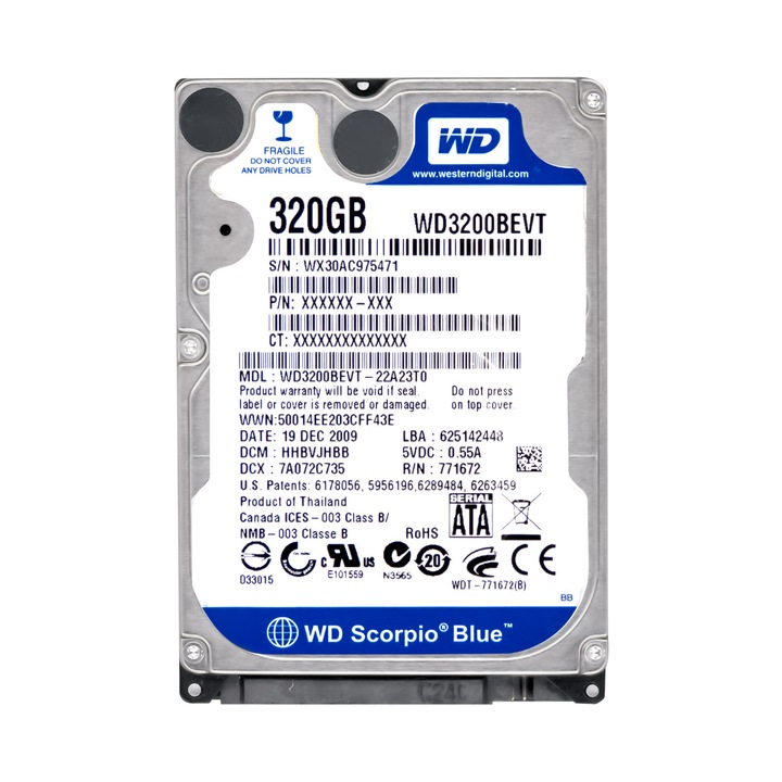 Hard Disk 320GB Western Digital Scorpio Blue 5400RPM 8MB SATA II 2.5''