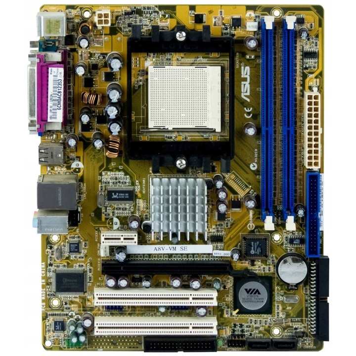 Alaplap, A8V-VM SE, micro ATX, 2 RAM foglalat, 244x198mm