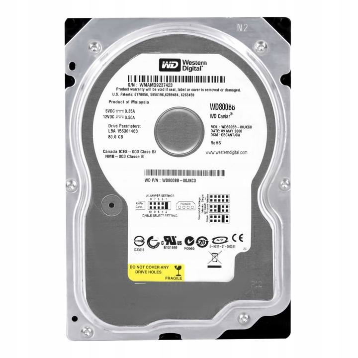 Hard Disk 80GB Western Digital Caviar 7200RPM 2MB ATA 3.5''
