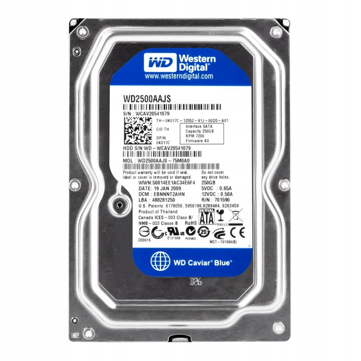 Hard Disk 250GB 7200RPM 8MB SATA II 3.5" WD2500AAJS