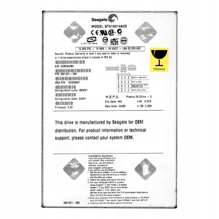 Hard Disk 3.5'', Seagate, 10GB, 5400RPM, 2MB Cache