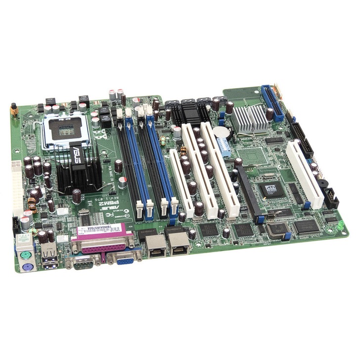 Alaplap ASUS P5M2 REV. 1.07G, socket 775, 4x DDR2, 1x PCI, 2x PCI-X, 1x PCIEx16, I/O takarólemez nélkül