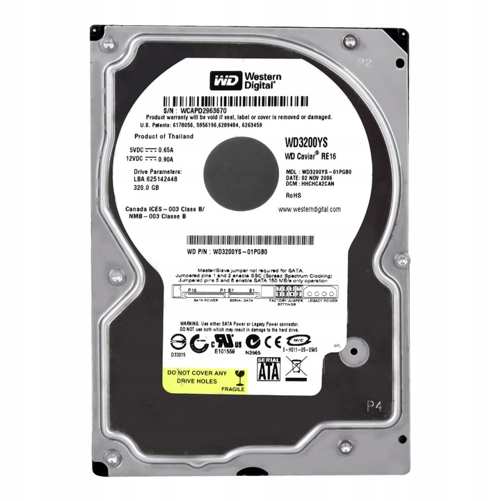 Merevlemez 320GB, Western Digital, CAVIAR RE16, 7200RPM, SATA II, 3.5''