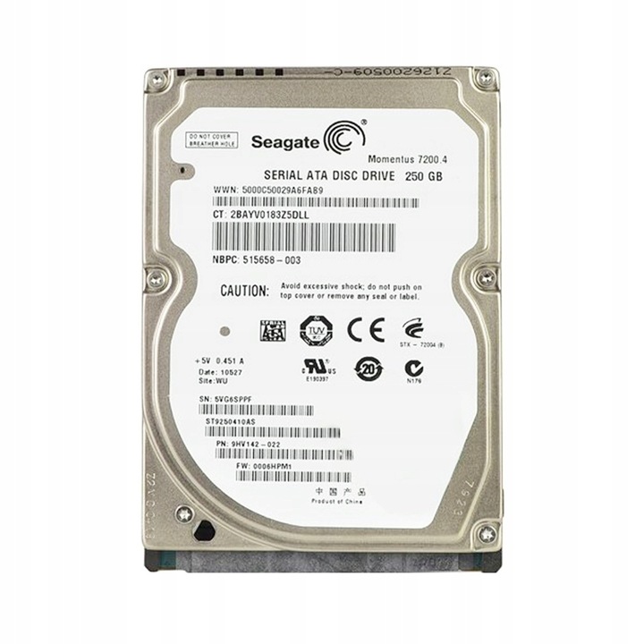 Hard Disk 2.5'' Seagate Momentus 250GB 7200RPM SATA II, 16MB Cache