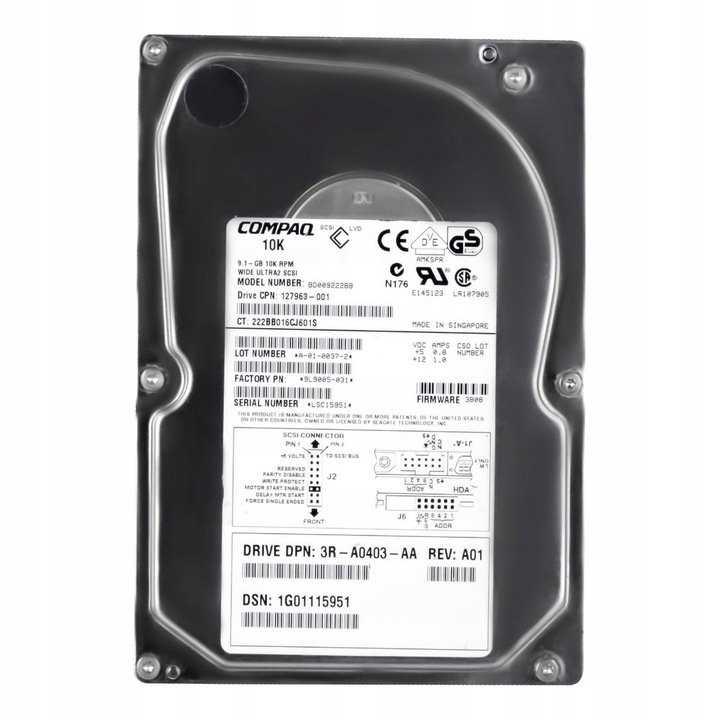 Hard Disk 3.5'' 9.1GB 10000RPM SCSI Ultra2 Compaq BD009222BB