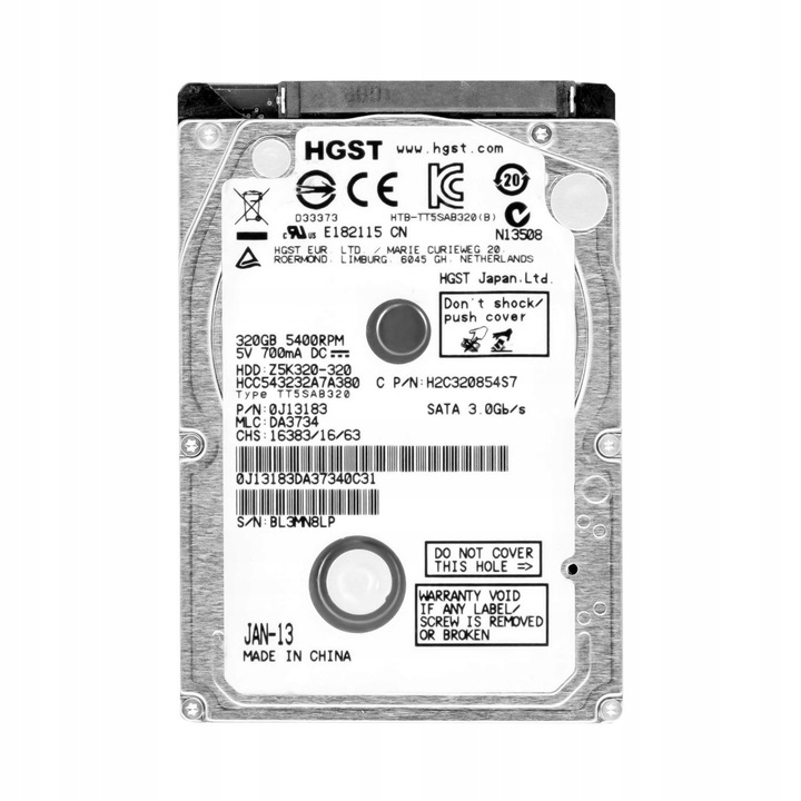 Hard Disk 320GB, HGST, 5400RPM, 8MB, SATA II, 2.5''
