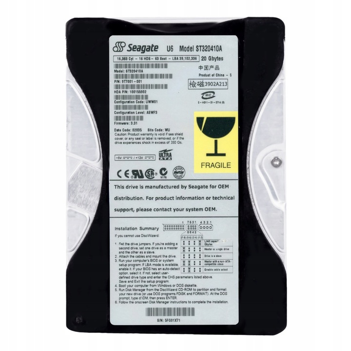 Hard Disk 3.5'', Seagate, U6, 20GB, ATA, 5400 RPM