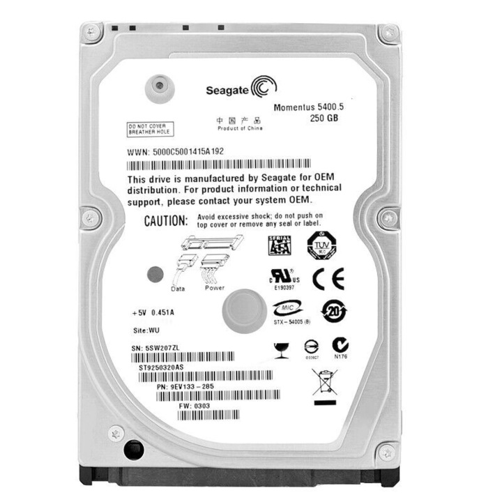 Hard Disk 250GB Seagate ST9250320AS 5400RPM 2,5'' SATA II