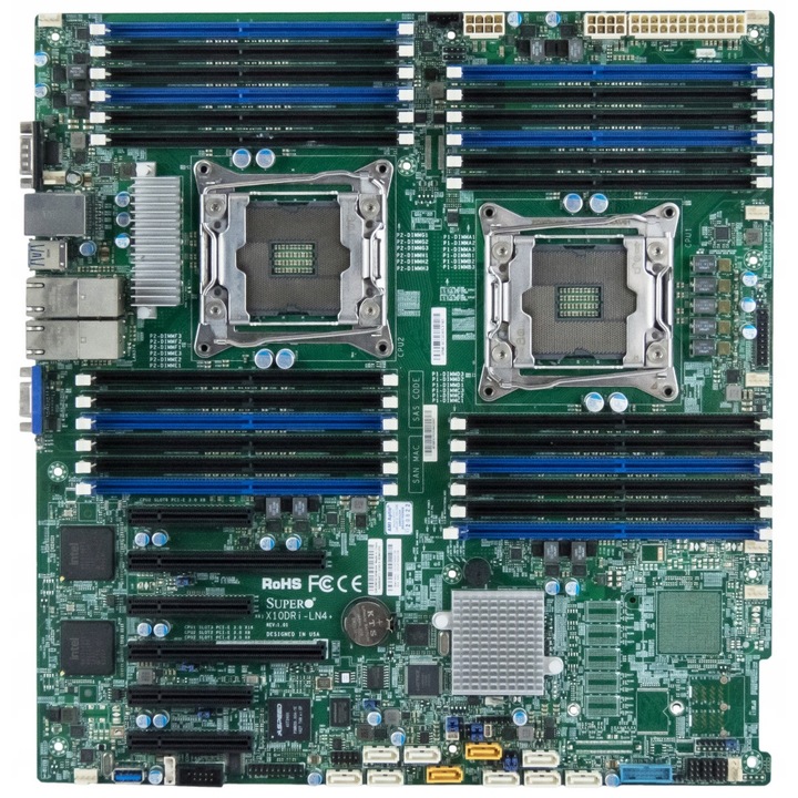 Supermicro X10DRI-LN4+ ATX alaplap, támogatja a DDR4-et, 1,5 TB, Gigabit Ethernet