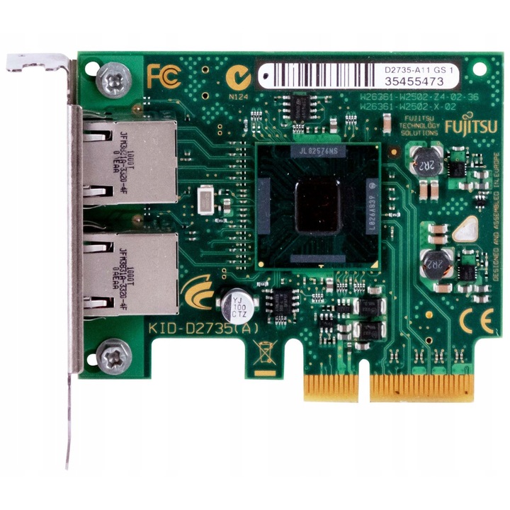 Placa de retea Fujitsu D2735-A11, 2 porturi RJ45, PCIe x4, transfer date 10/100/1000 Mbps, profil redus