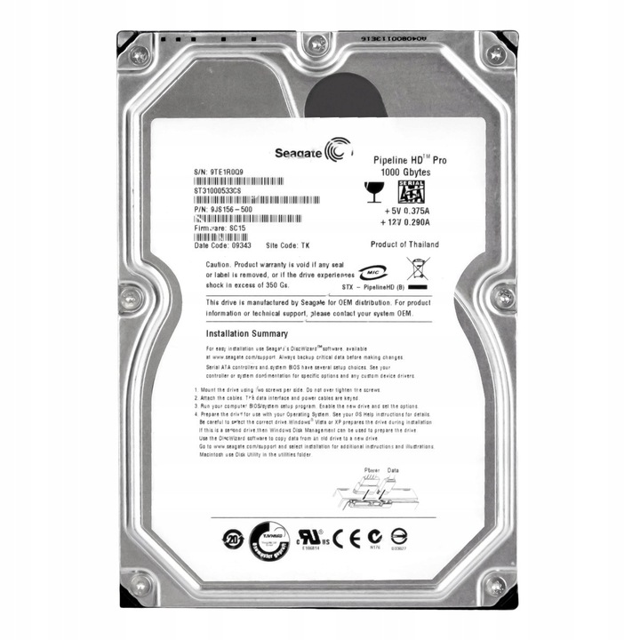 Hard Disk 1TB Seagate Pipeline HD Pro 5400RPM 32MB SATA II 3.5"