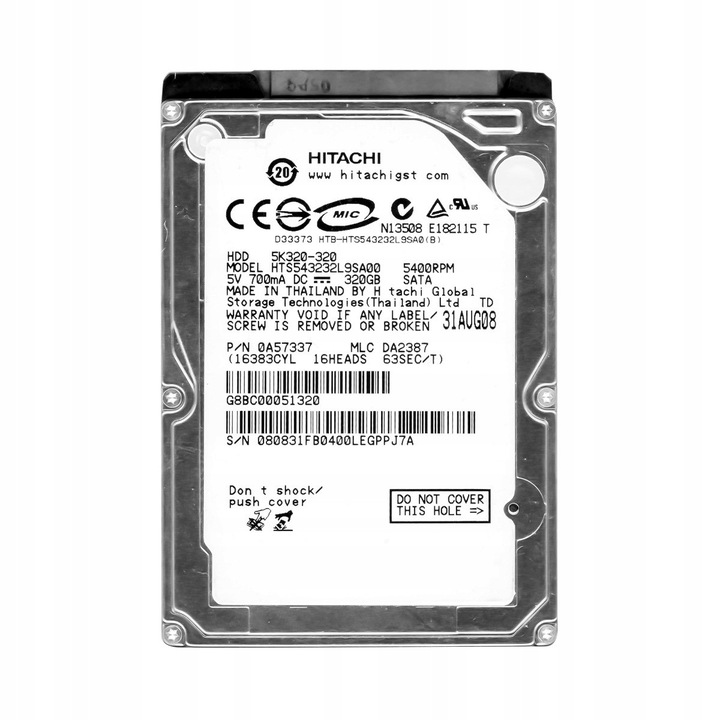 Hard Disk 320GB Hitachi 5400RPM 8MB SATA 2.5''