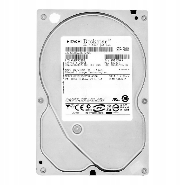 Hard Disk 250GB Hitachi DeskStar P7K500 7200RPM 8MB SATA II 3.5''