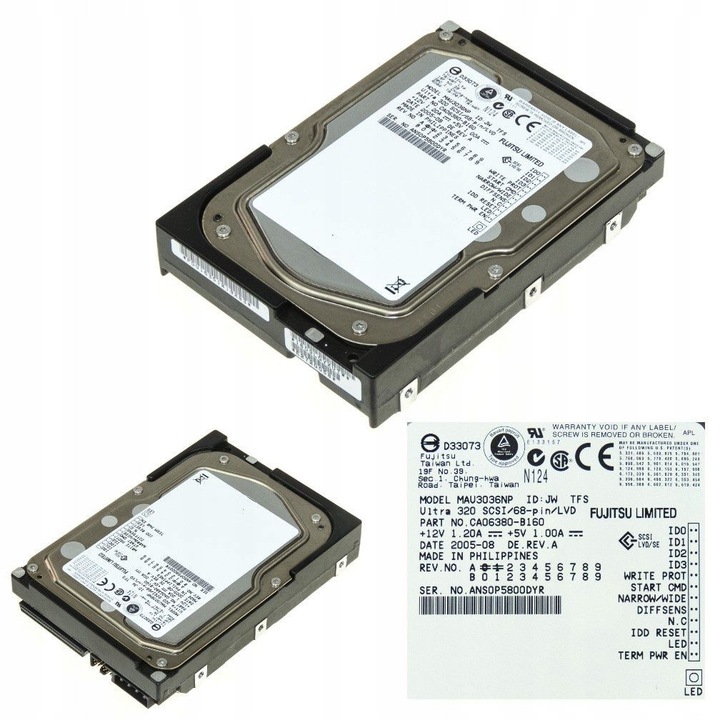Merevlemez 3.5'' Fujitsu MAU3036NP 36GB, SCSI U320, 15000RPM, 8MB