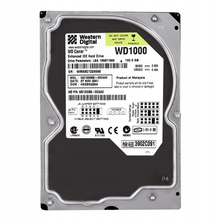 Hard Disk 3.5'' 100GB Western Digital CAVIAR 7200RPM 2MB ATA