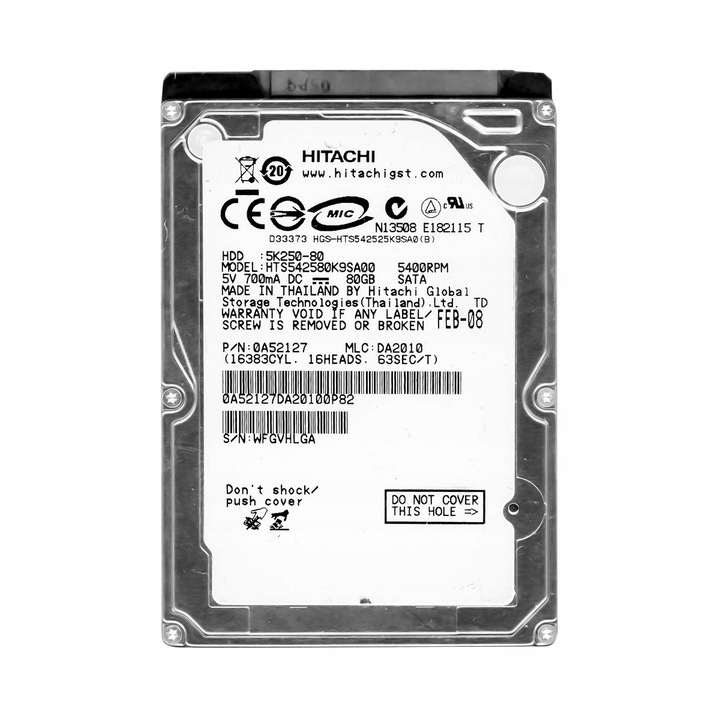 Hard disk Hitachi 80GB SATA II 2,5" 5400rpm