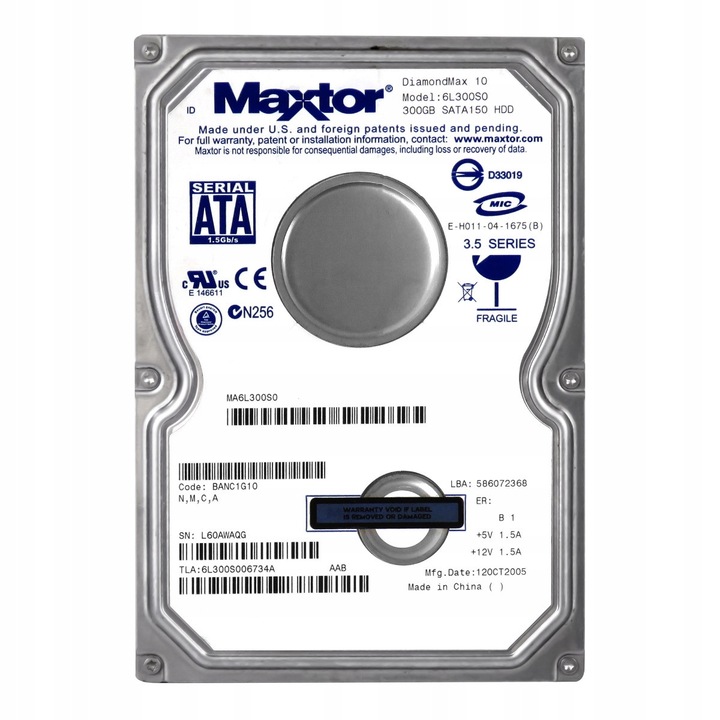 Hard Disk 300GB Maxtor DiamondMax 10 7200RPM SATA 3.5''