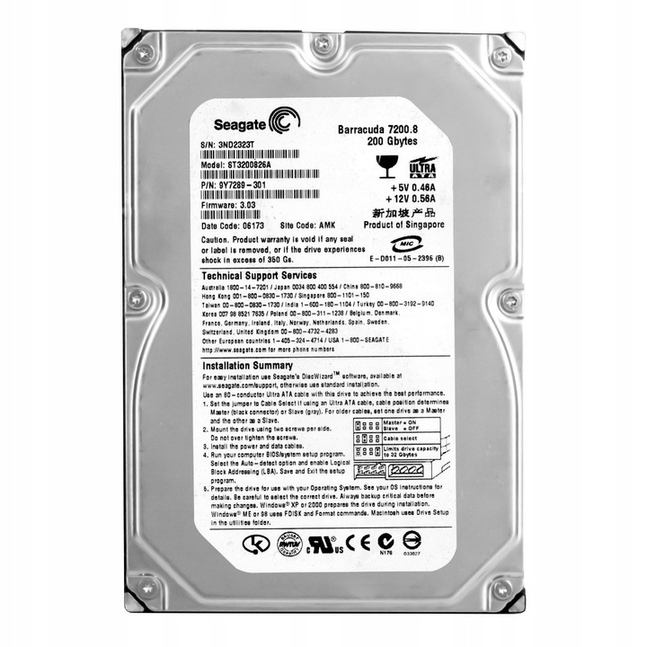 Hard Disk 200GB Seagate Barracuda 7200.8 7200RPM 8MB 3.5''