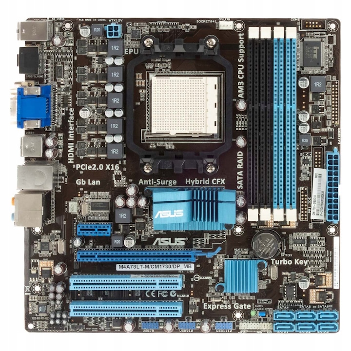 Alaplap, M4A78LT-M, AMD Socket AM3, DDR3, micro ATX