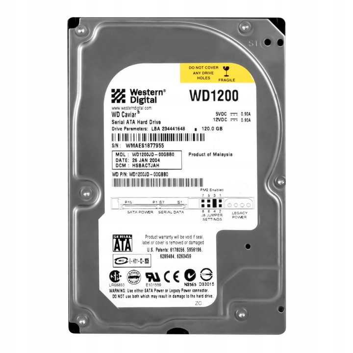 Merevlemez 120GB, Western Digital, CAVIAR SE, 7200RPM, SATA, 3.5''