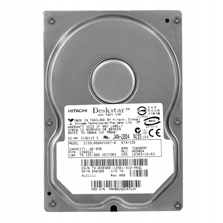 Merevlemez 3.5'' Dell 40GB 7200RPM 2MB ATA
