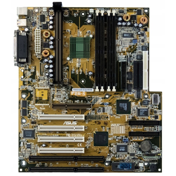 Alaplap ATX Asus P2B-S, 4 RAM foglalat, 4 PCI, 2 ISA, 100x66MHz