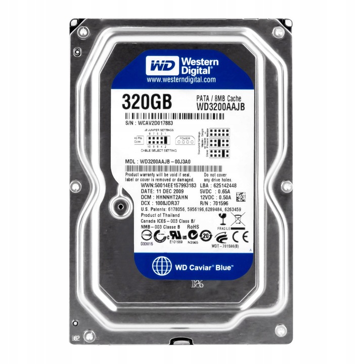 Merevlemez 3.5'', Western Digital, 320GB, 7200RPM, 8MB gyorsítótár