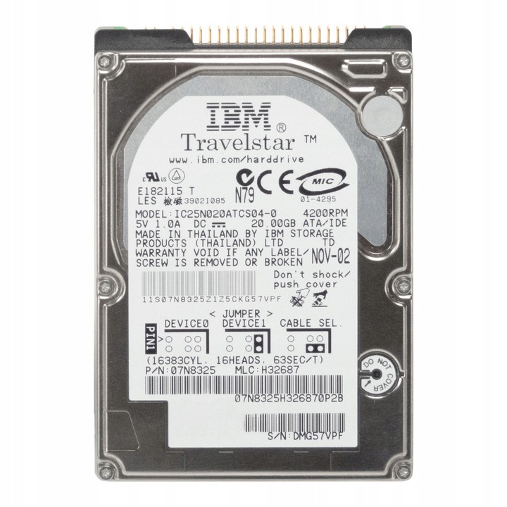 Merevlemez 2.5'' IBM TravelStar 40GN 20GB 4200RPM 2MB ATA