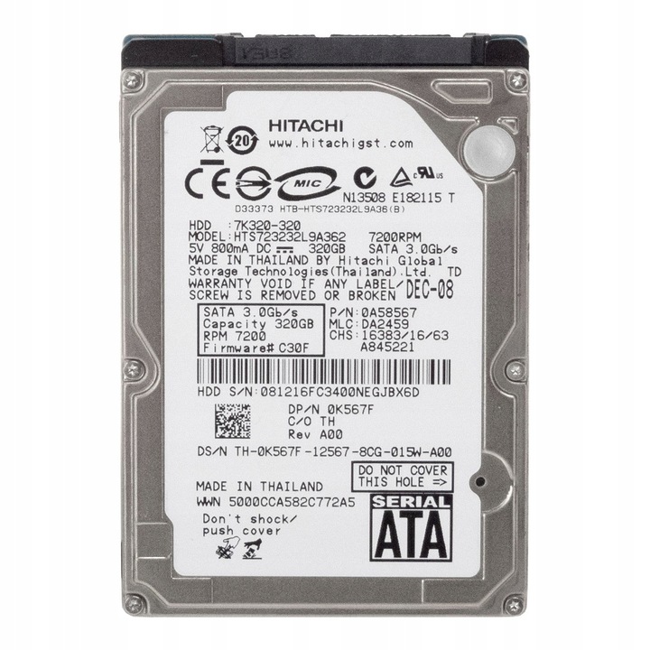 Hard Disk 320GB 7200RPM 16MB SATA II 2.5''