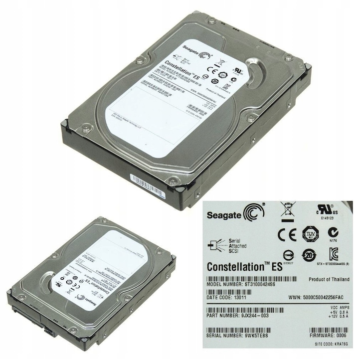 Hard disk 3.5", Seagate, ST31000424SS, 1TB, 7200RPM, 16MB, SAS-2