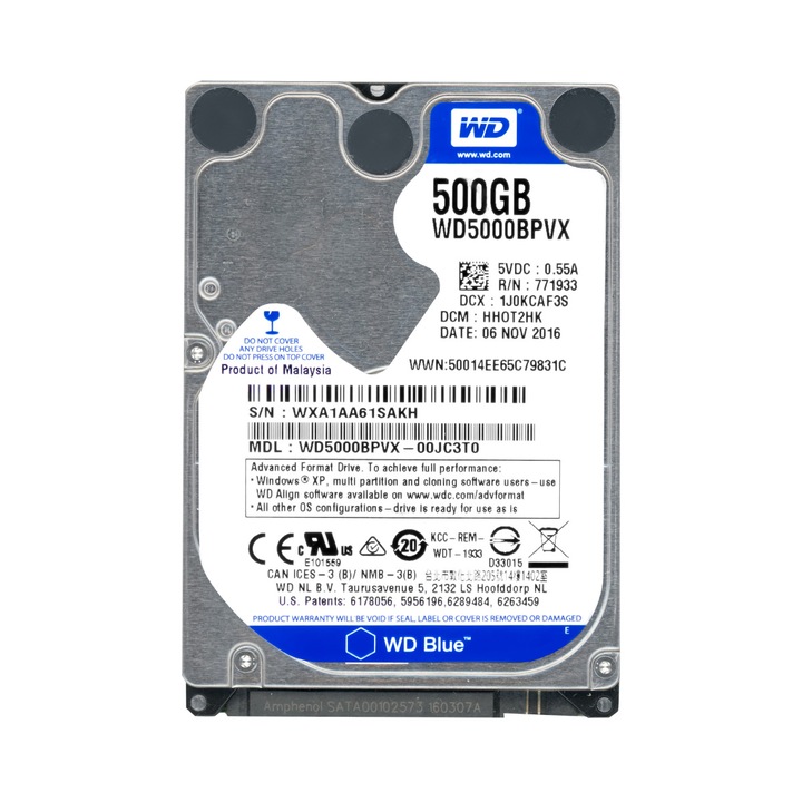 Hard Disk 500GB Western Digital Blue 5400RPM SATA III 2.5''