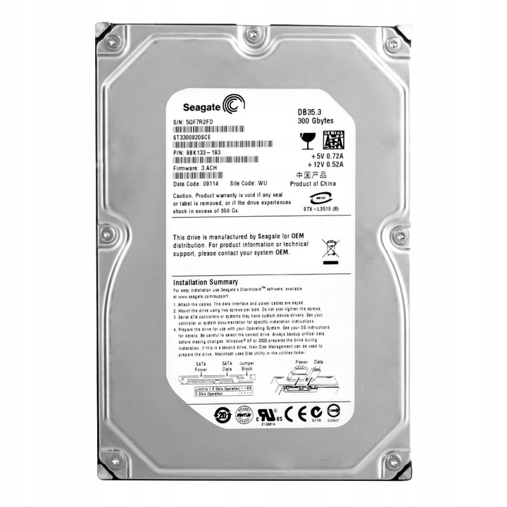 Hard Disk 300GB, Seagate, DB35.3, 7200RPM, 3.5''