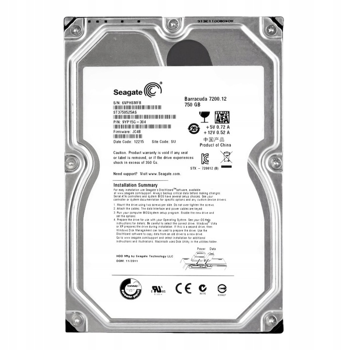 Hard Disk 3.5'' Seagate Barracuda 7200.12 750GB 7200RPM 32MB SATA III