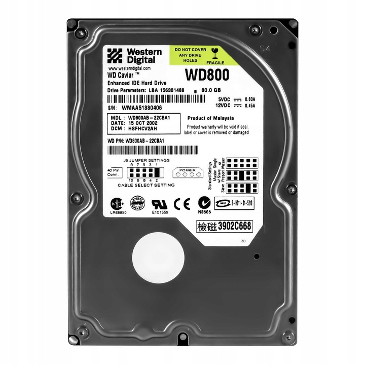 Hard Disk 80GB, Western Digital, CAVIAR, 5400RPM, 3.5''