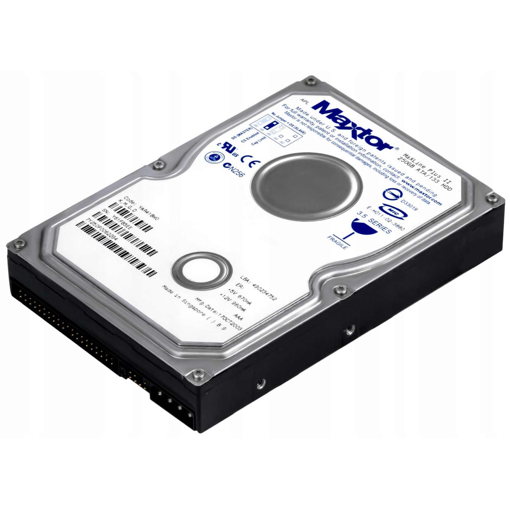 稀少　Maxtor 6V250F0 250GB 【正常】4917時間 Hard Disk Maxtor MaXLine Plus II 250GB 7200RPM 8MB ATA 3.5'' - eMAG.ro