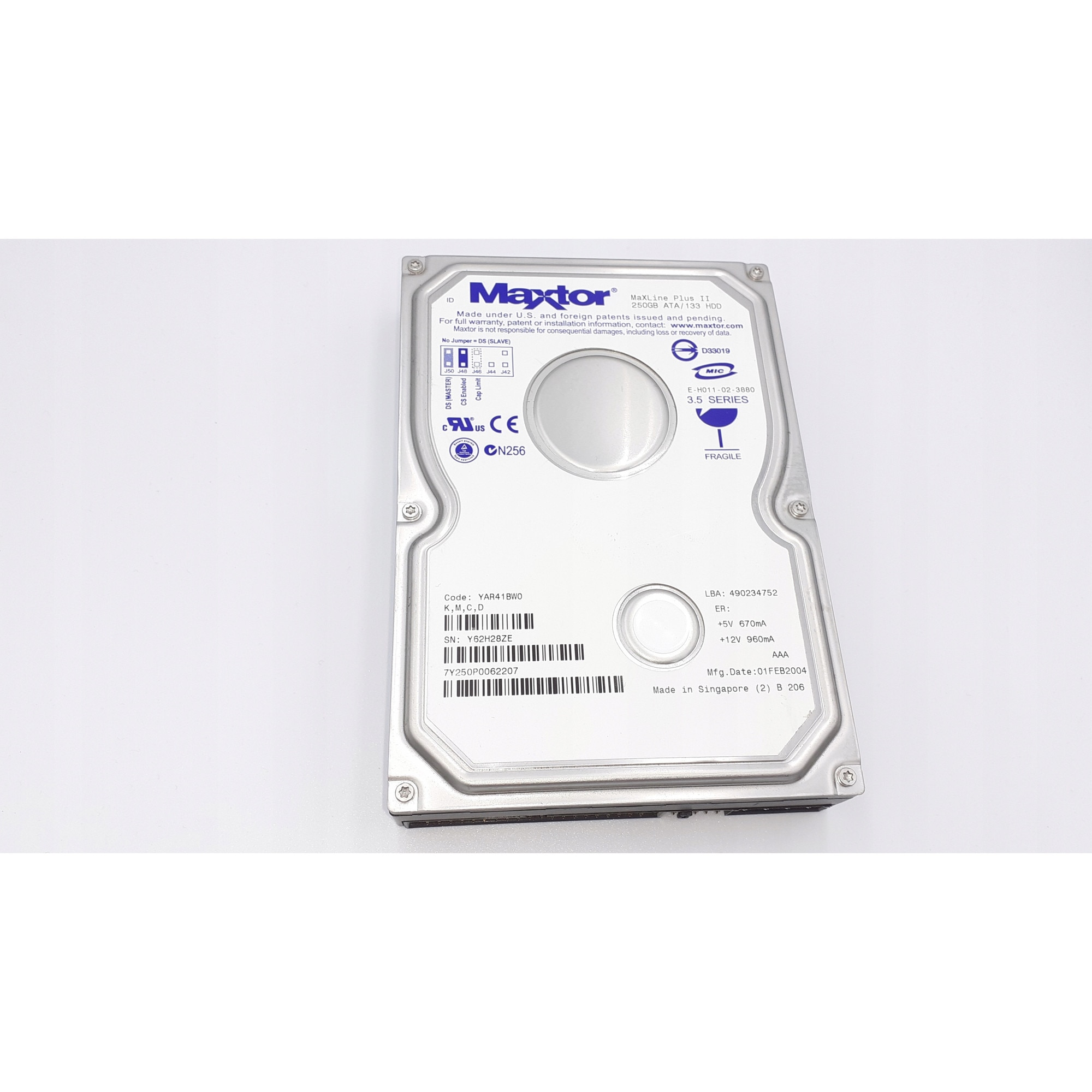 稀少　Maxtor 6V250F0 250GB 【正常】4917時間 Hard Disk Maxtor MaXLine Plus II 250GB 7200RPM 8MB ATA 3.5'' - eMAG.ro