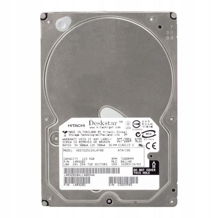 Hard Disk 3.5'' Hitachi DeskStar 7K250 123.5GB 7200RPM 8MB ATA