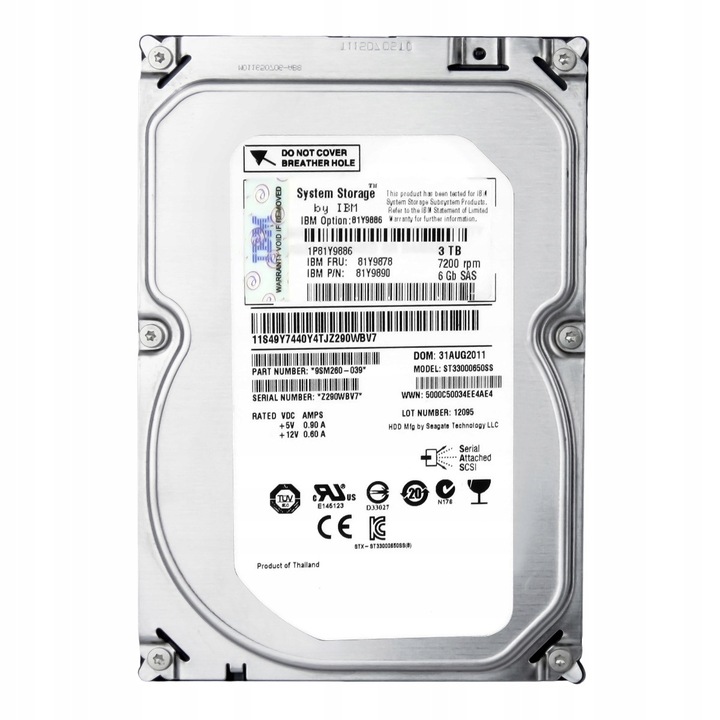 Merevlemez 3.5'' IBM 3TB 7200RPM 64MB SAS-2