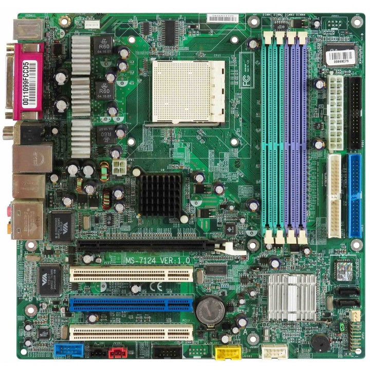 MSI MS-7124 1.0 alaplap Socket 939, 4 RAM foglalat, micro ATX, többszínű