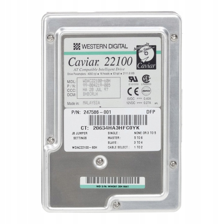 Hard Disk 3.5'' Western Digital CAVIAR 22100 2.1GB ATA 5400RPM 128KB