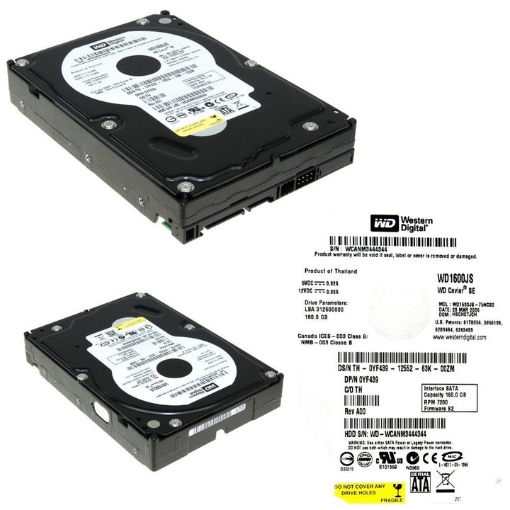Hard Disk 160GB, Western Digital, 7200RPM, SATA II, 3.5''