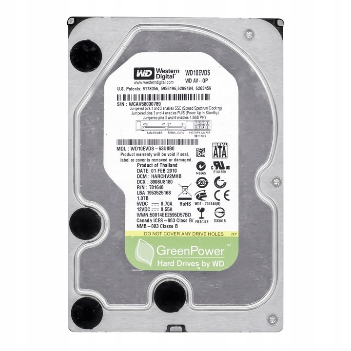 Hard Disk 1TB Western Digital AV-GP 5400RPM 32MB SATA II 3.5''