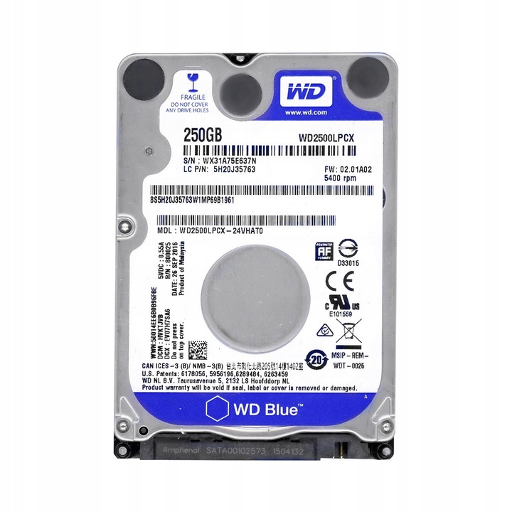 Hard Disk 250GB, 5400RPM, 16MB, SATA II, 2.5''