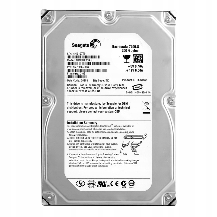 Hard Disk 200GB, Seagate Barracuda 7200.8, 7200RPM, 3.5''